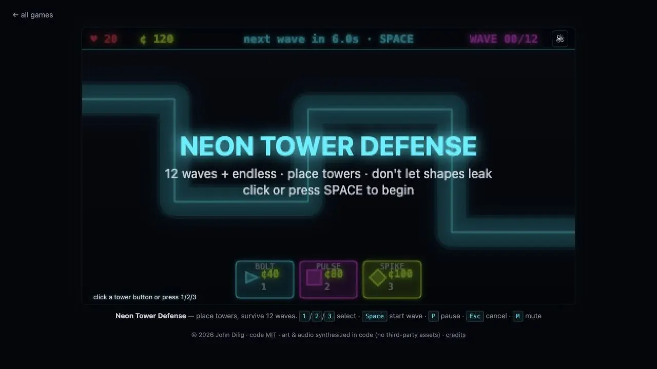 Neon Tower Defense preview